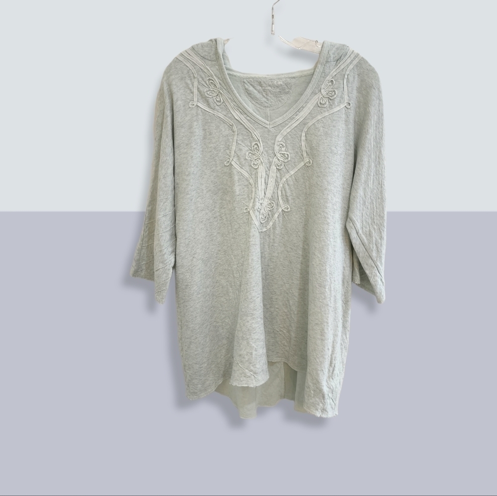 Soft Surroundings Gray Embroidered Hoodie
